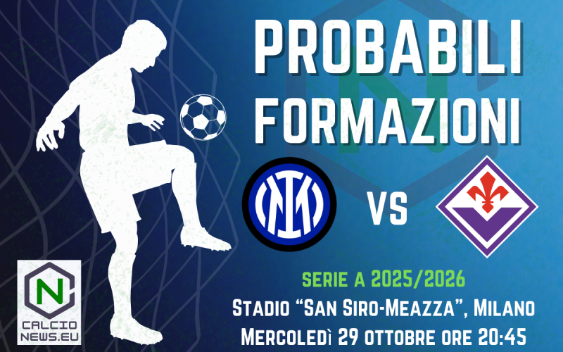 Serie A, le probabili formazioni di Inter-Fiorentina