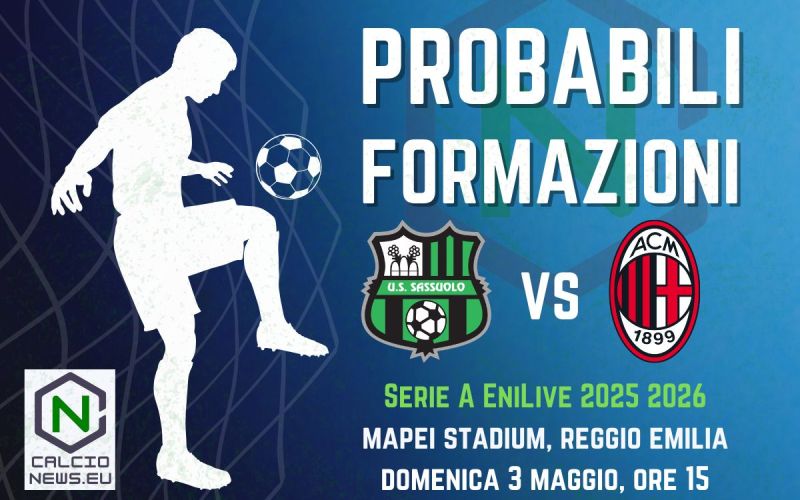 Serie A, le probabili formazioni di Sassuolo Milan