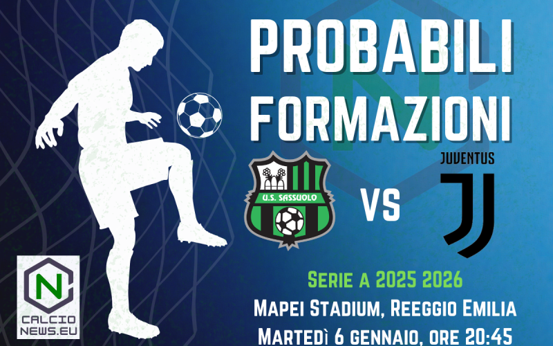 Serie A, le probabili formazioni di Sassuolo-Juventus