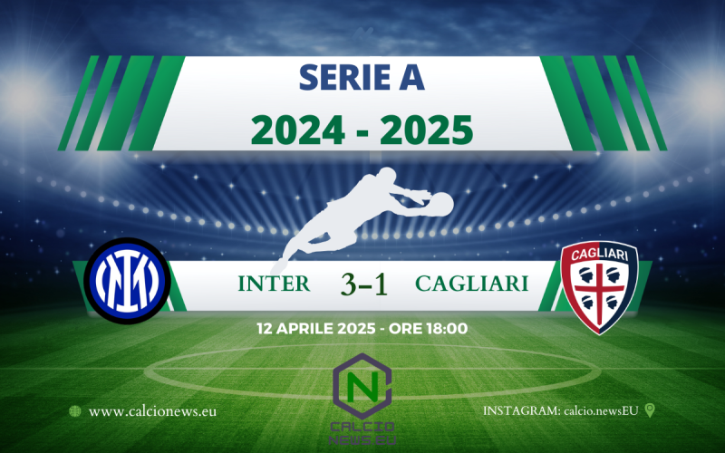 Serie A, l’Inter conferma il primato contro il Cagliari: +6 momentaneo sul Napoli