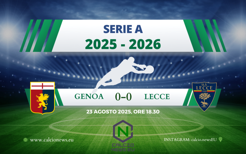 Serie A, Genoa Lecce 0-0: il tabellino del match