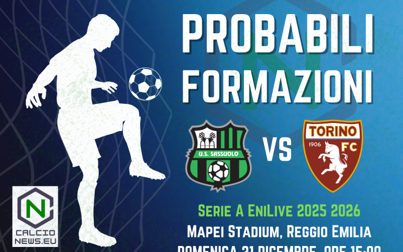 Serie A, le probabili formazioni di Sassuolo-Torino