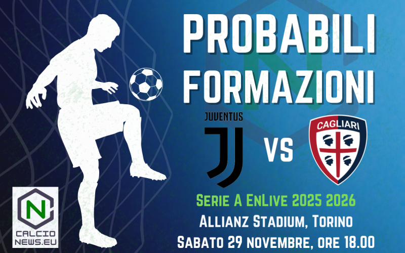 Serie A, le probabili formazioni di Juventus-Cagliari