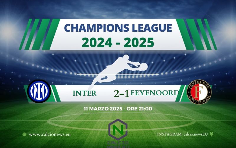 Champions League, Inter Feyenoord 2 1: Thuram e Calhanoglu firmano l’accesso ai quarti