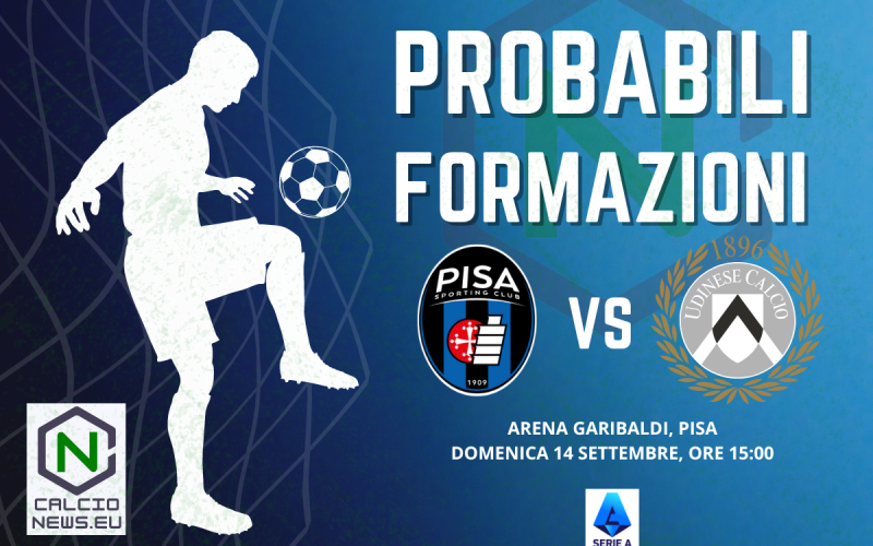 Serie A, le probabili formazioni di Pisa Udinese