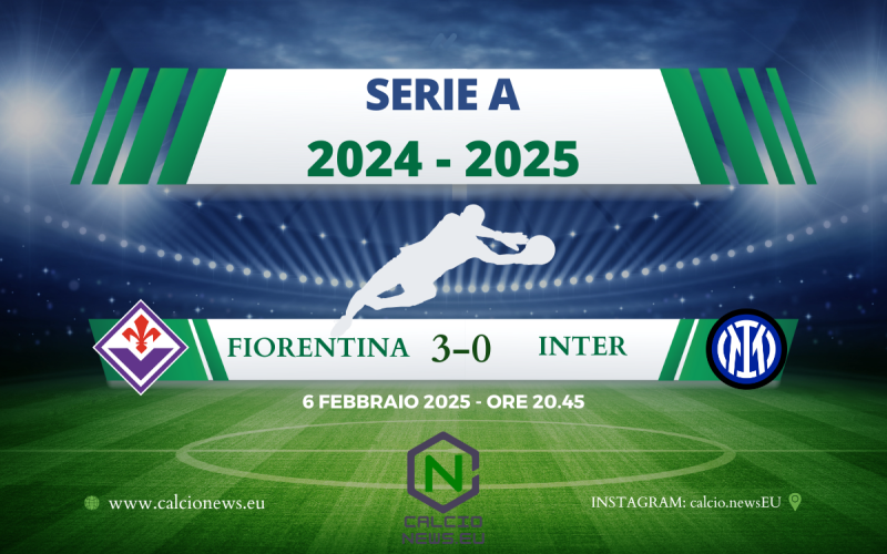 Serie A, il tabellino di Fiorentina-Inter 3-0, recupero del turno 14
