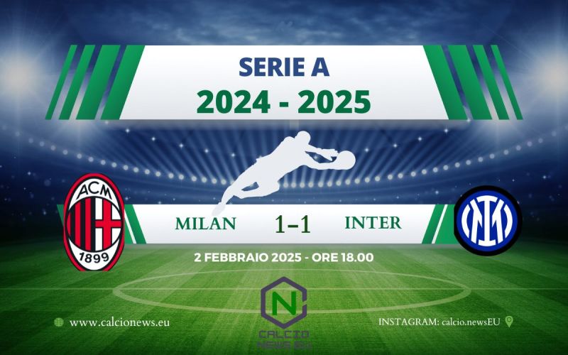 Milan Inter: termina 1-1 il derby della Madonnina