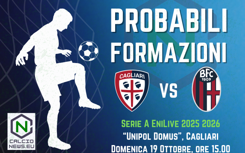 Serie A, probabili formazioni Cagliari-Bologna