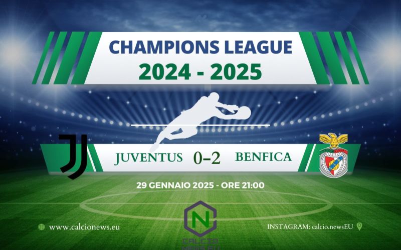 Champions League, Juventus Benfica 0-2: il tabellino del match