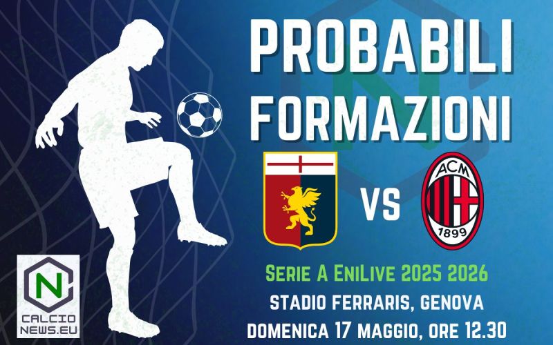 Genoa Milan: le probabili formazioni del match di Serie A