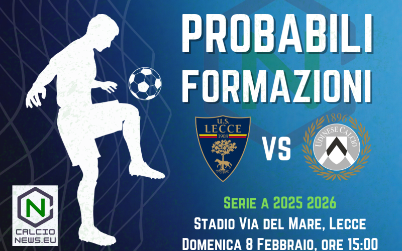 Serie A, le probabili formazioni di Lecce-Udinese