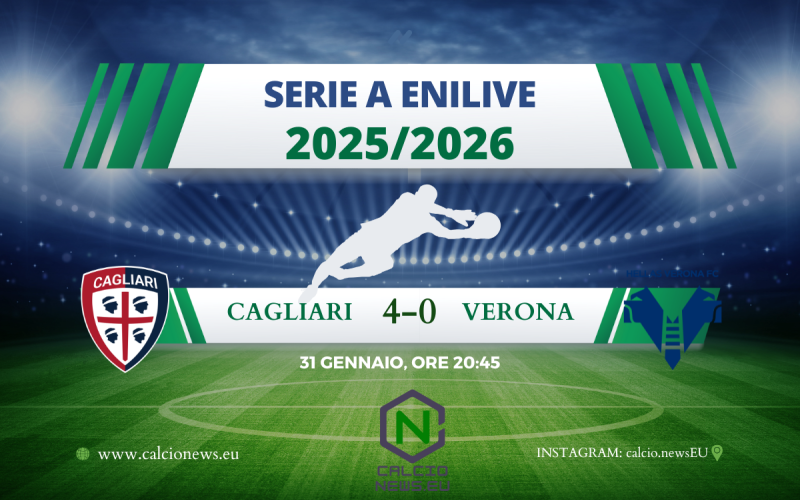 Il Cagliari fa poker e sovrasta il Verona 4-0: il tabellino