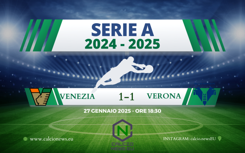 Serie A, Venezia – Verona 1-1: il tabellino della gara
