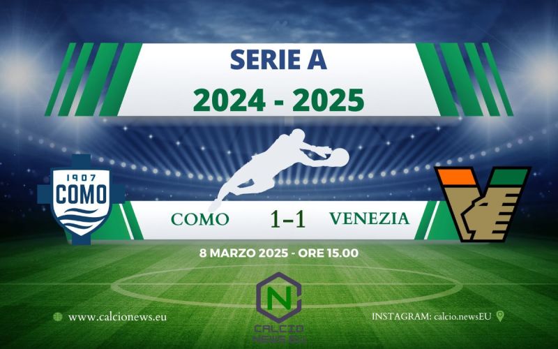 Serie A, Como Venezia 1-1: pareggio sul finale per i lagunari
