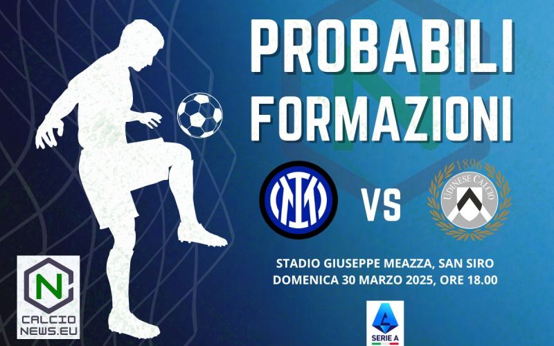 Serie A, le probabili formazioni di Inter Udinese